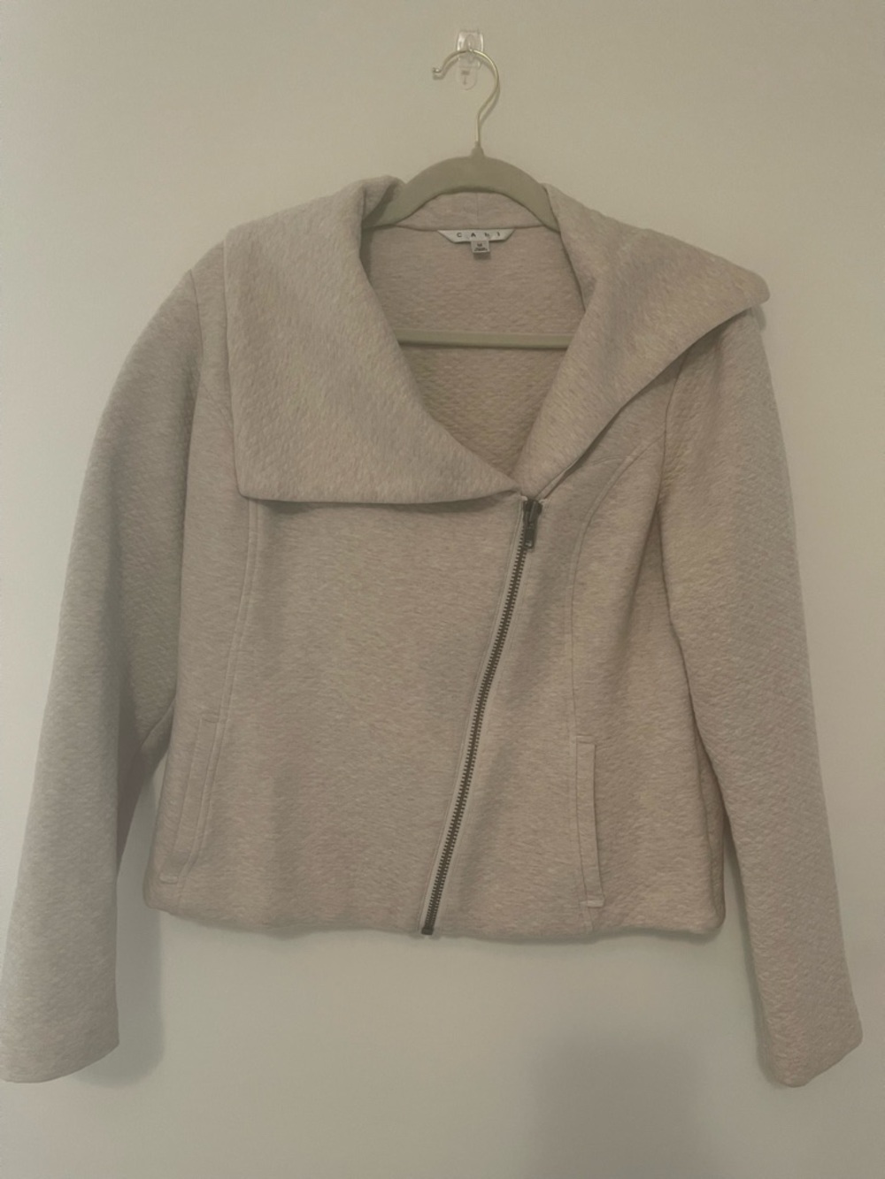 CAbi Tan Quilted Knit Sweater Jacket